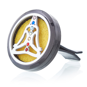 Aromatherapy Car Diffuser Kit - Pewter Yoga Chakra